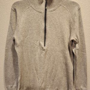 Eddie Bauer Gray 3/4 Zip Knit Long Sleeve Top 5/$25